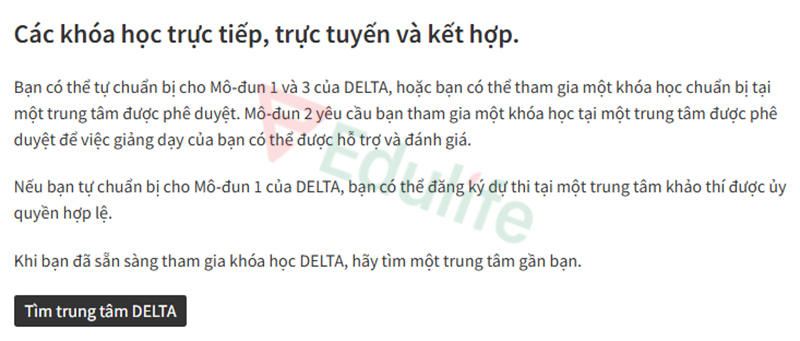 Thông tin về địa chỉ đăng ký học chứng chỉ DELTA (Cập nhật từ trang web chính thức của Cambridge English)