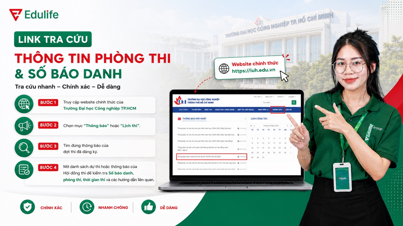 Hướng dẫn tra cứu thông tin phòng thi VSTEP trường ĐH Công nghiệp HCM