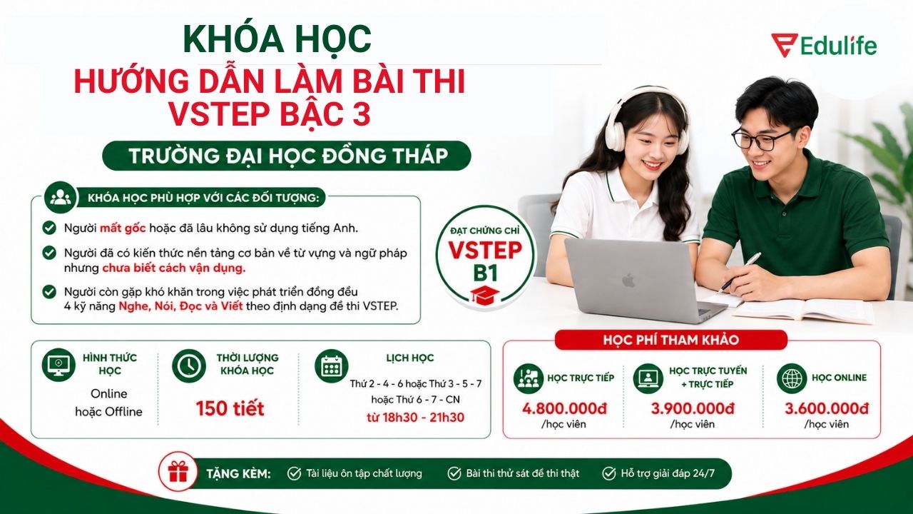 Khóa hướng dẫn làm bài thi VSTEP B1 phù hợp với học viên mất gốc tiếng Anh
