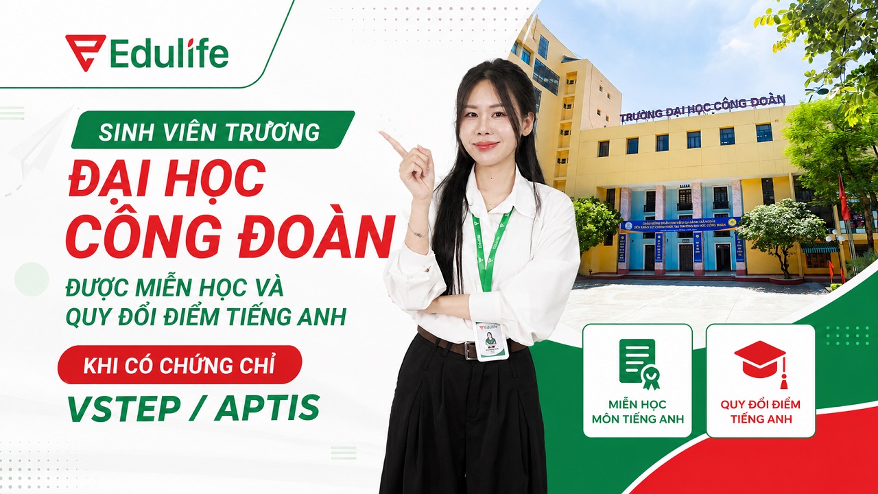 Sở hữu chứng chỉ VSTEP/APTIS, sinh viên Đại học Công đoàn sẽ được miễn học và quy đổi điểm môn tiếng Anh