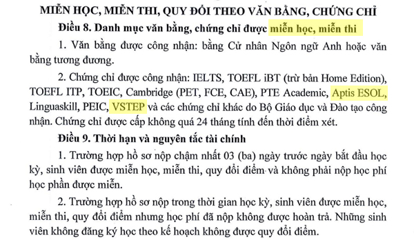 Bảng quy đổi điểm học phần tiếng Anh trường Đại học Công đoàn (Cập nhật Tháng 8/2026)