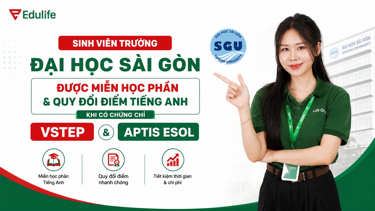 Sinh viên trường Đại học Sài Gòn được miễn học phần tiếng Anh khi có chứng chỉ VSTEP và APTIS