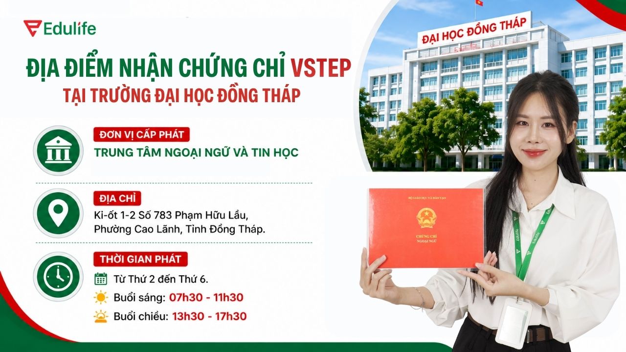 Thí sinh đến nhận chứng chỉ VSTEP tại Trung tâm Ngoại ngữ và Tin học