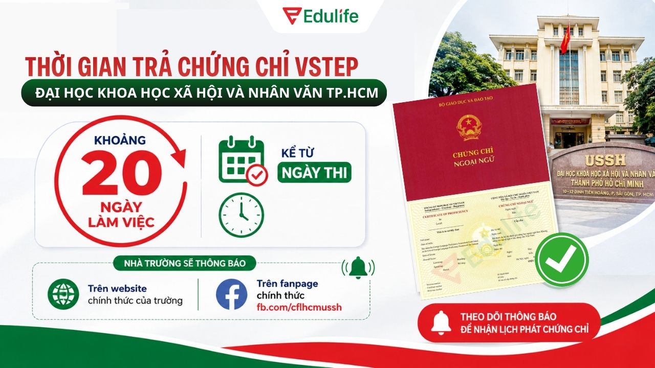 USSH phát chứng chỉ VSTEP sau khoảng 20 ngày làm việc kể từ ngày thi
