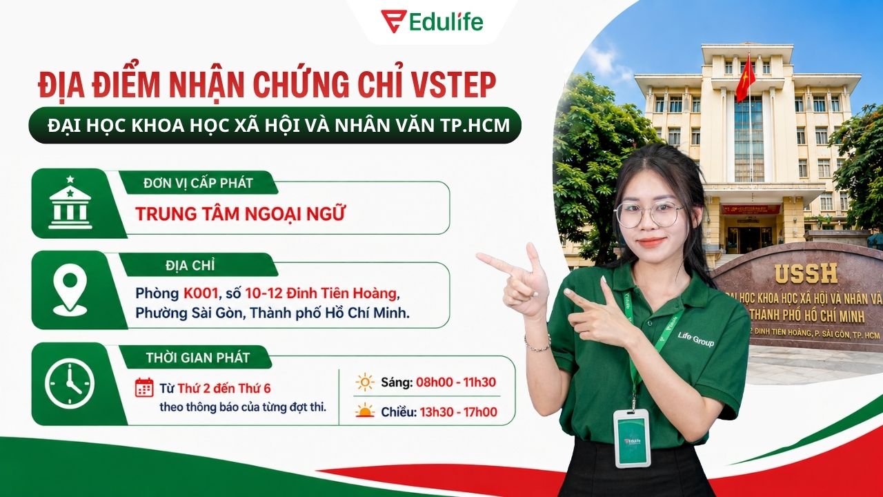 Thí sinh nhận chứng chỉ VSTEP tại Trung tâm Ngoại ngữ USSH cơ sở Sài Gòn