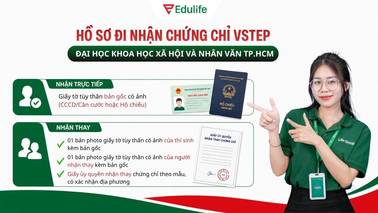 Thí sinh cần mang theo bản gốc giấy tờ tùy thân khi đi nhận chứng chỉ VSTEP