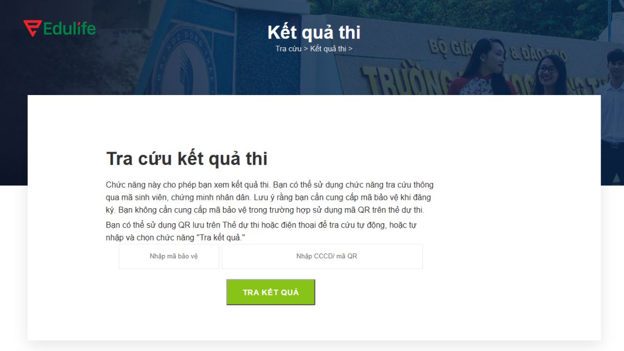 Thí sinh truy cập website của trường và nhập CCCD để tra cứu kết quả thi VSTEP Thí sinh truy cập website của trường và nhập CCCD để tra cứu kết quả thi VSTEP