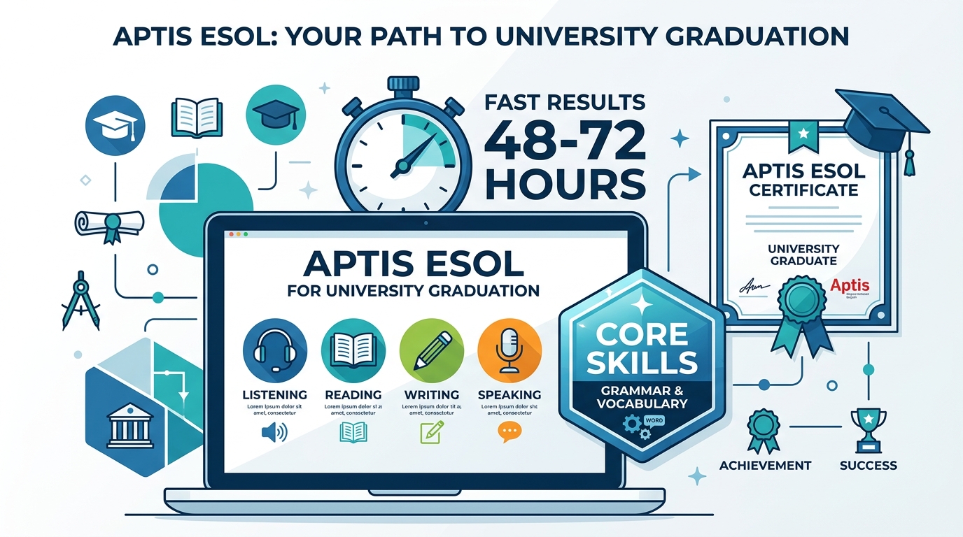 Bài thi Aptis ESOL chuẩn đầu ra tốt nghiệp đại học với ưu thế kết quả nhanh sau 48-72 giờ