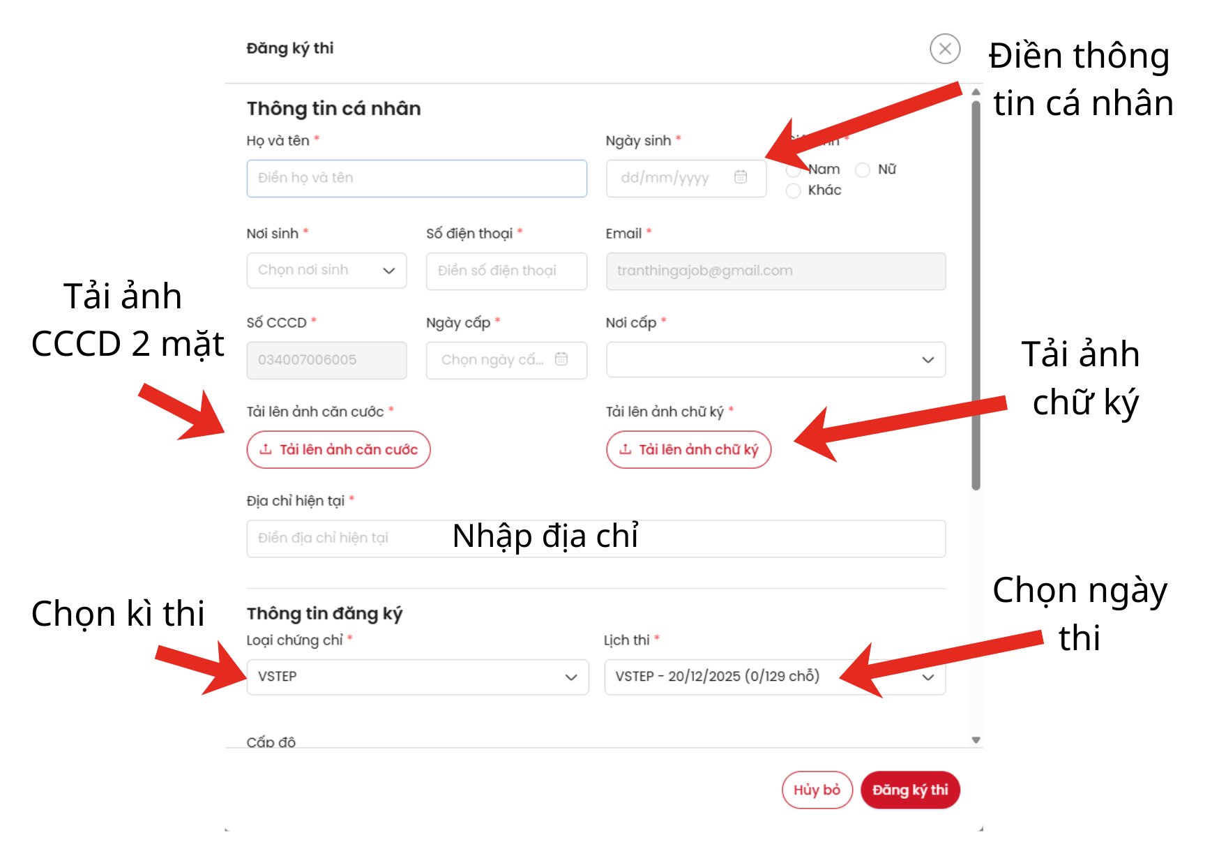 Tải hồ sơ lên hệ thống