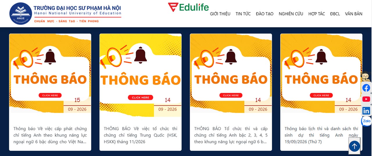 Những thông tin liên quan về kỳ thi VSTEP sẽ được thông báo trên website của trường