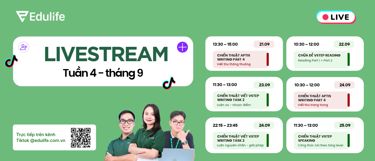 Lịch livestream tuần 4 tháng 9