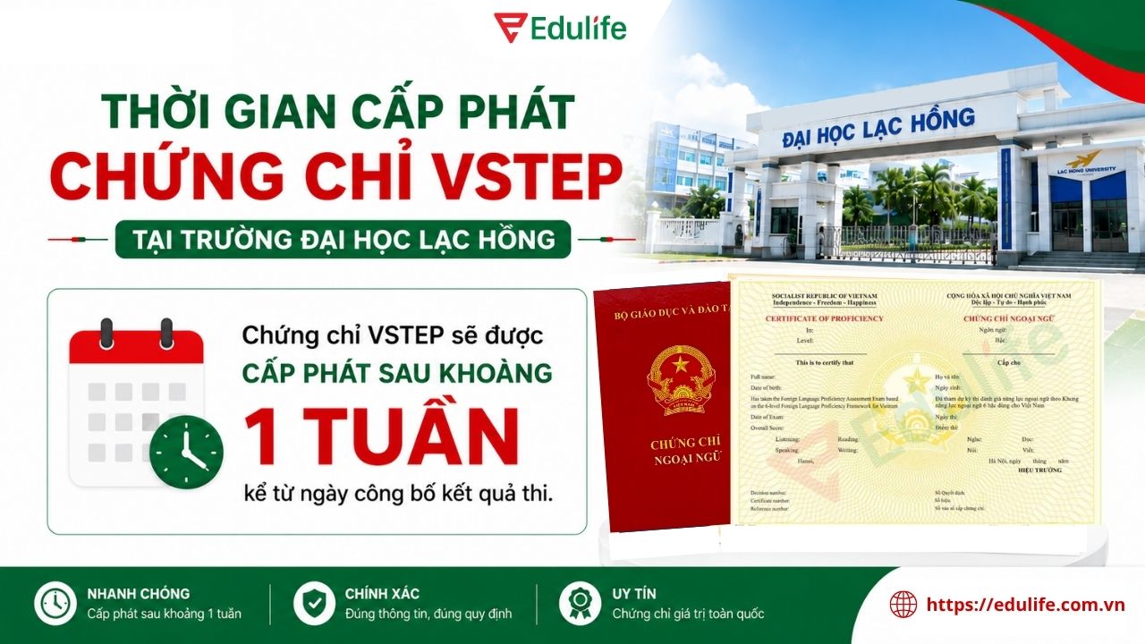 Thí sinh nhận chứng chỉ VSTEP tại LHU sau khoảng 1 tuần kể từ ngày công bố kết quả thi