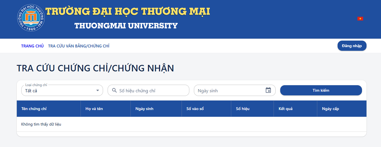 Cổng tra cứu kết quả thi VSTEP trường Đại học Thương Mại