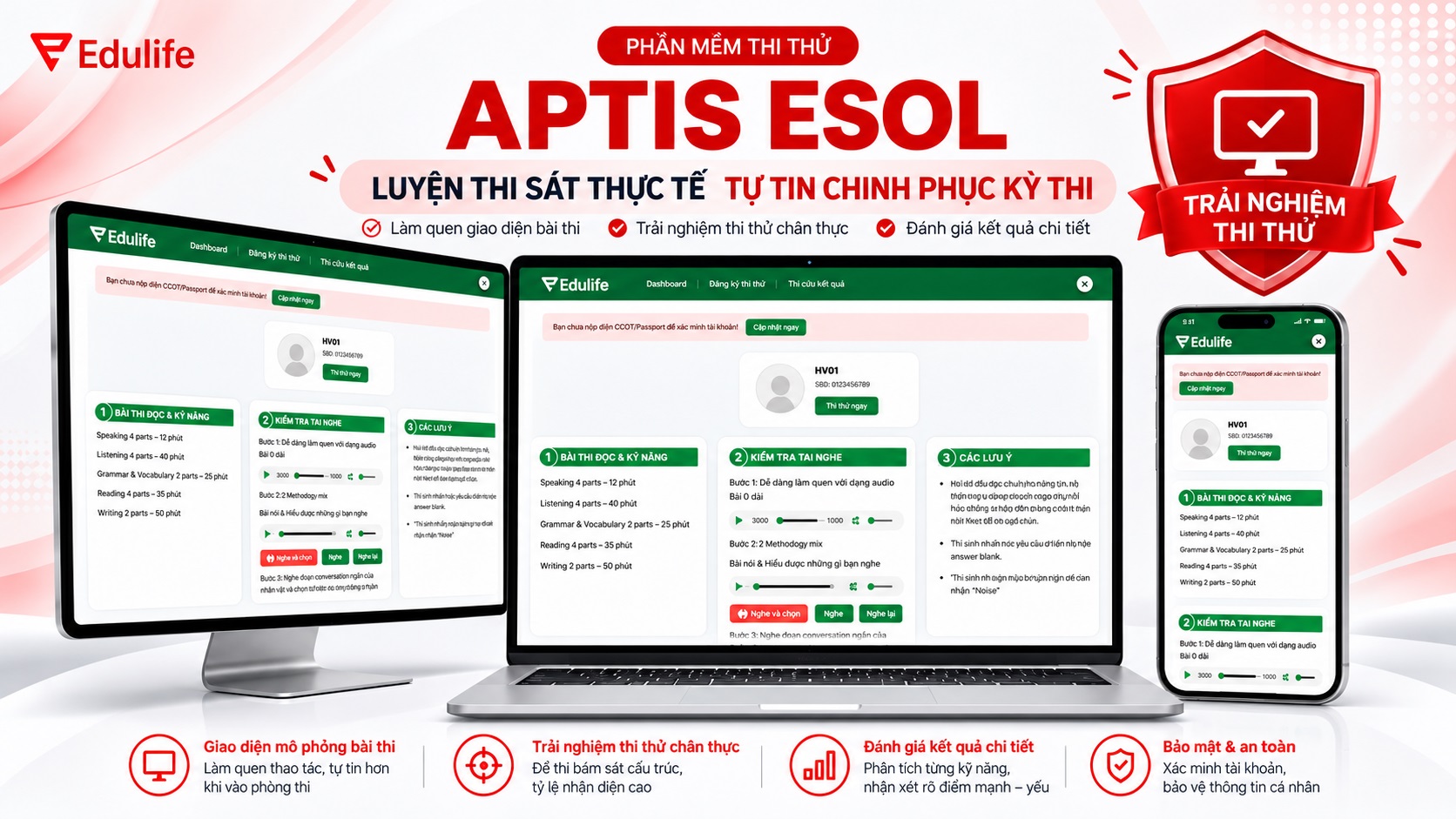Phần mềm thi thử VSTEP/ APTIS chuẩn thi thật