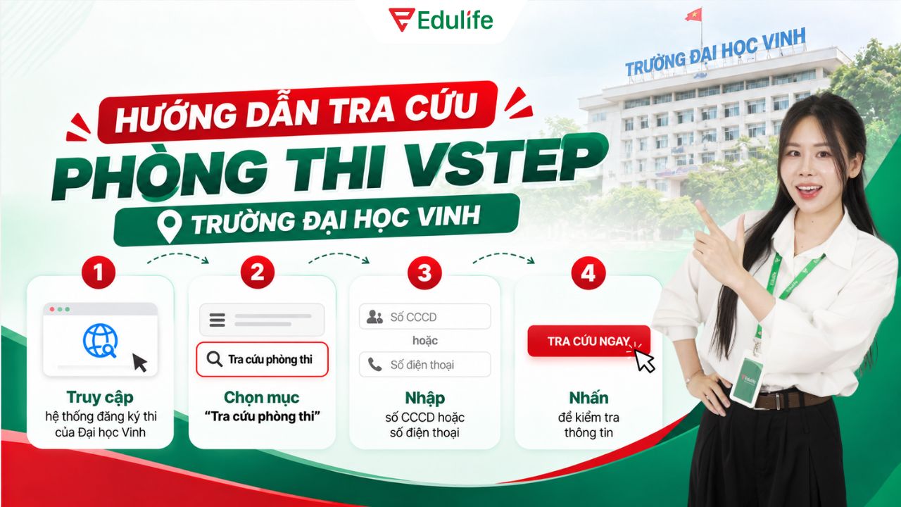 Thí sinh truy cập website của trường để tra cứu phòng thi VSTEP nhanh chóng