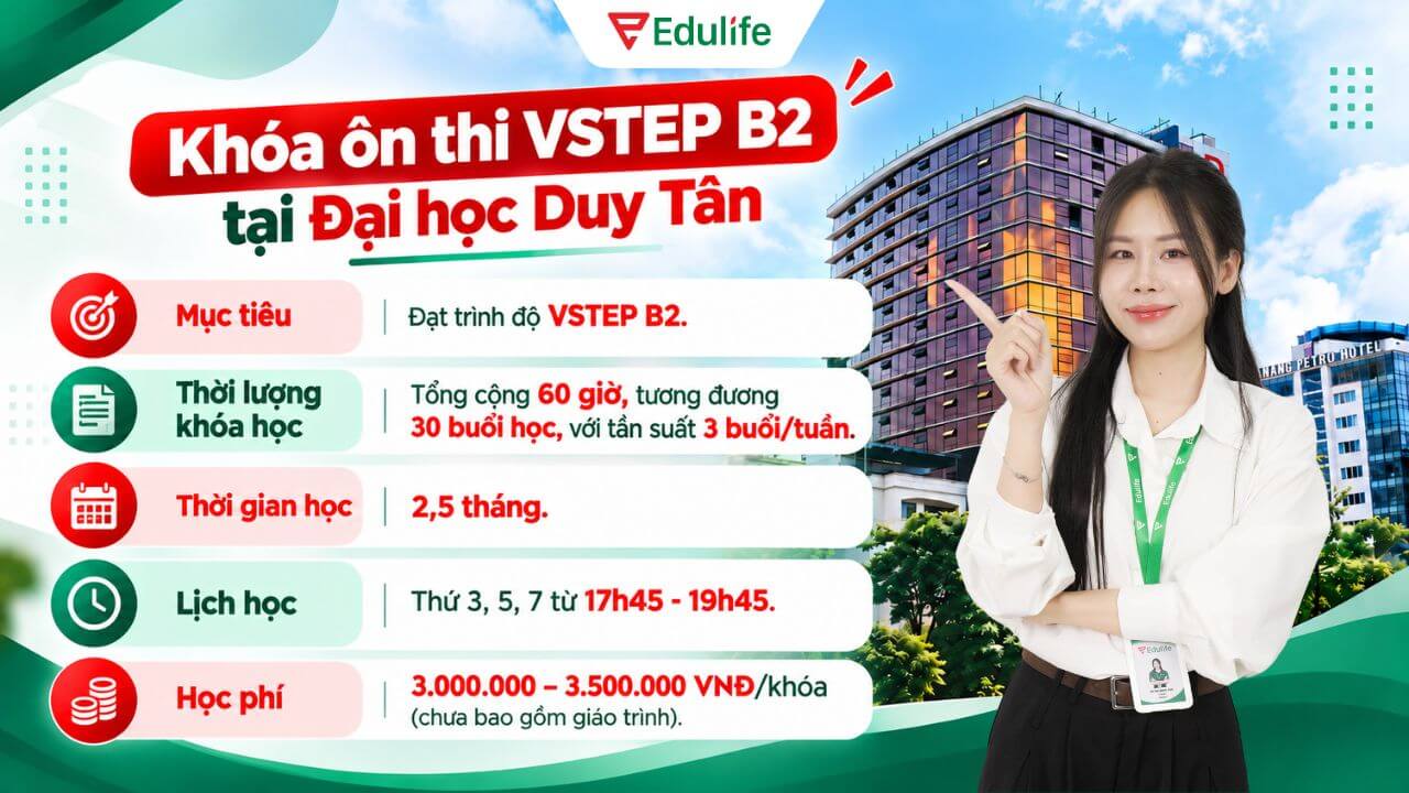 Khóa ôn thi VSTEP B2 với thời gian học linh hoạt vào các buổi tối trong tuần