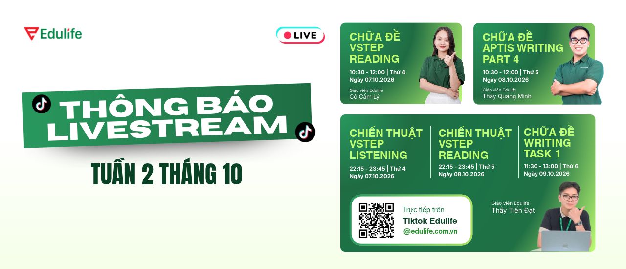 Lịch livestream tuần 2 tháng 10