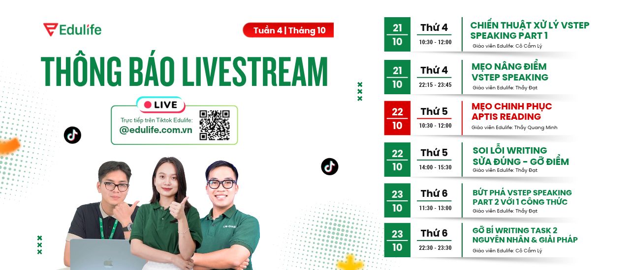 Lịch livestream tuần 4 tháng 10