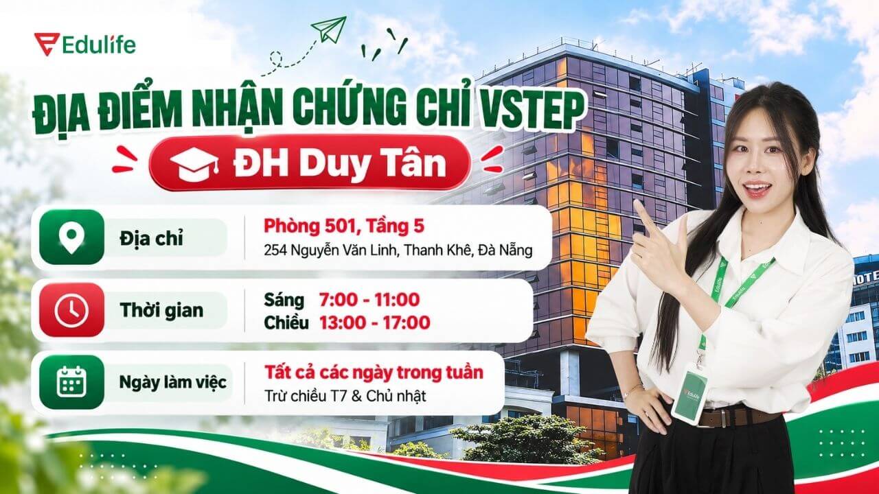 Thí sinh nhận chứng chỉ VSTEP tại Trung tâm Huấn luyện và Khảo thí - Đại học Duy Tân